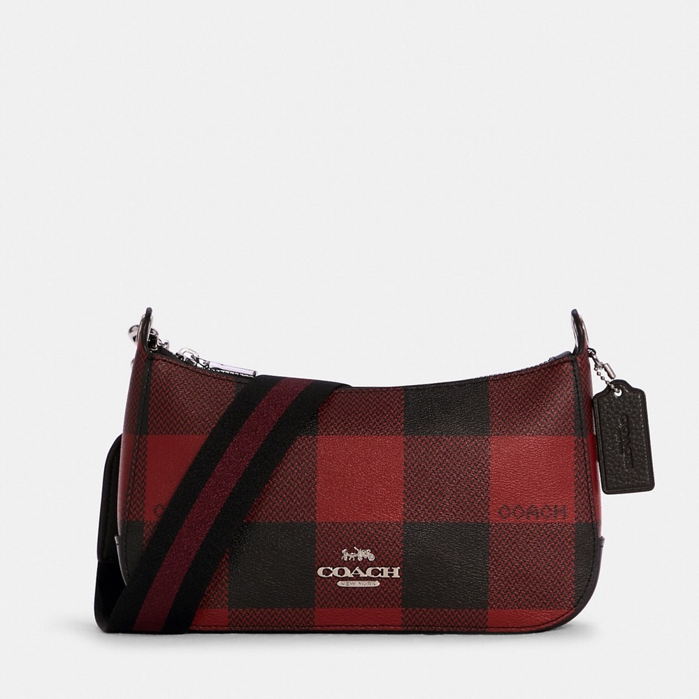 NWT Coach Jes Baguette With Buffalo Plaid Purse - Picture 1 of 13